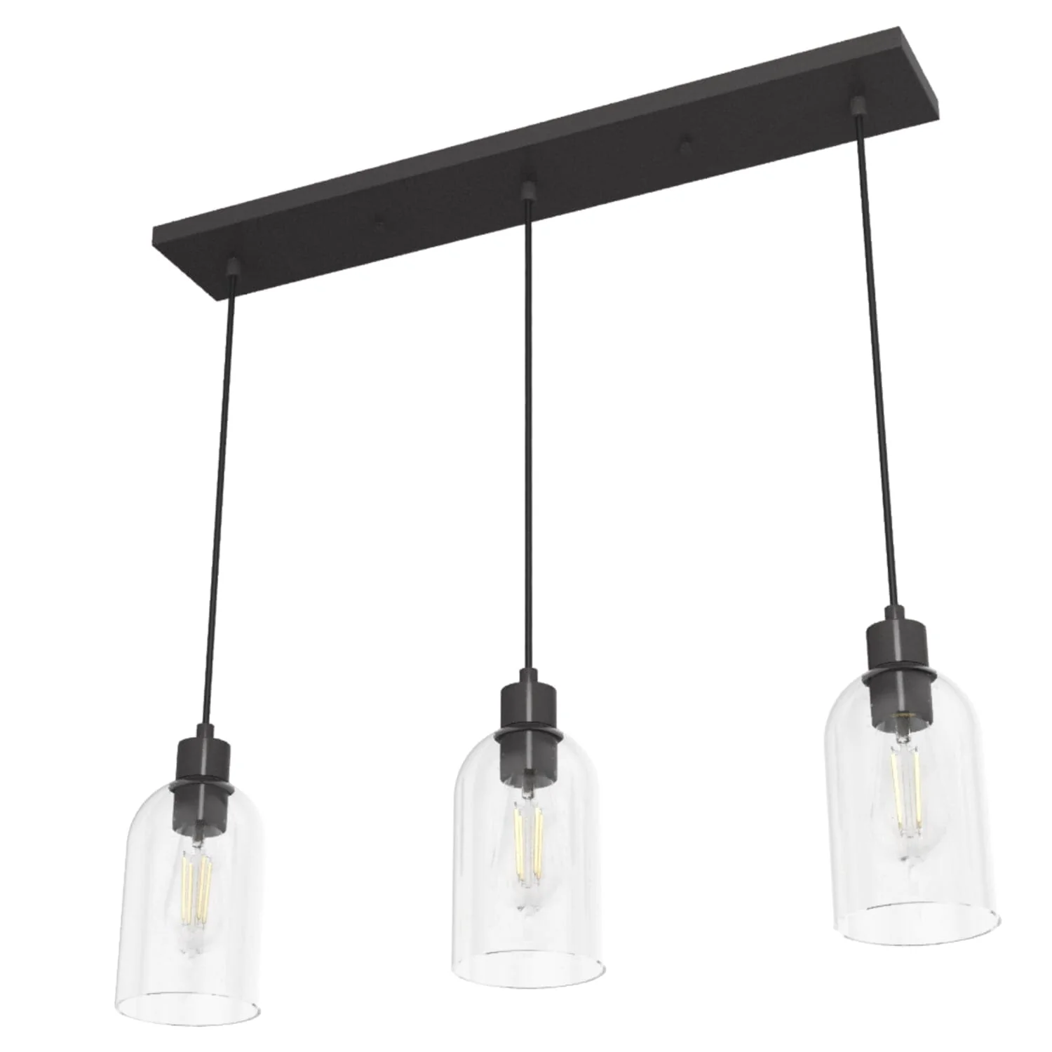 Lochemeade Clear Seeded Glass 3 Light Linear Pendant Cluster 15 Lochemeade Clear Seeded Glass 3 Light Linear Pendant Cluster