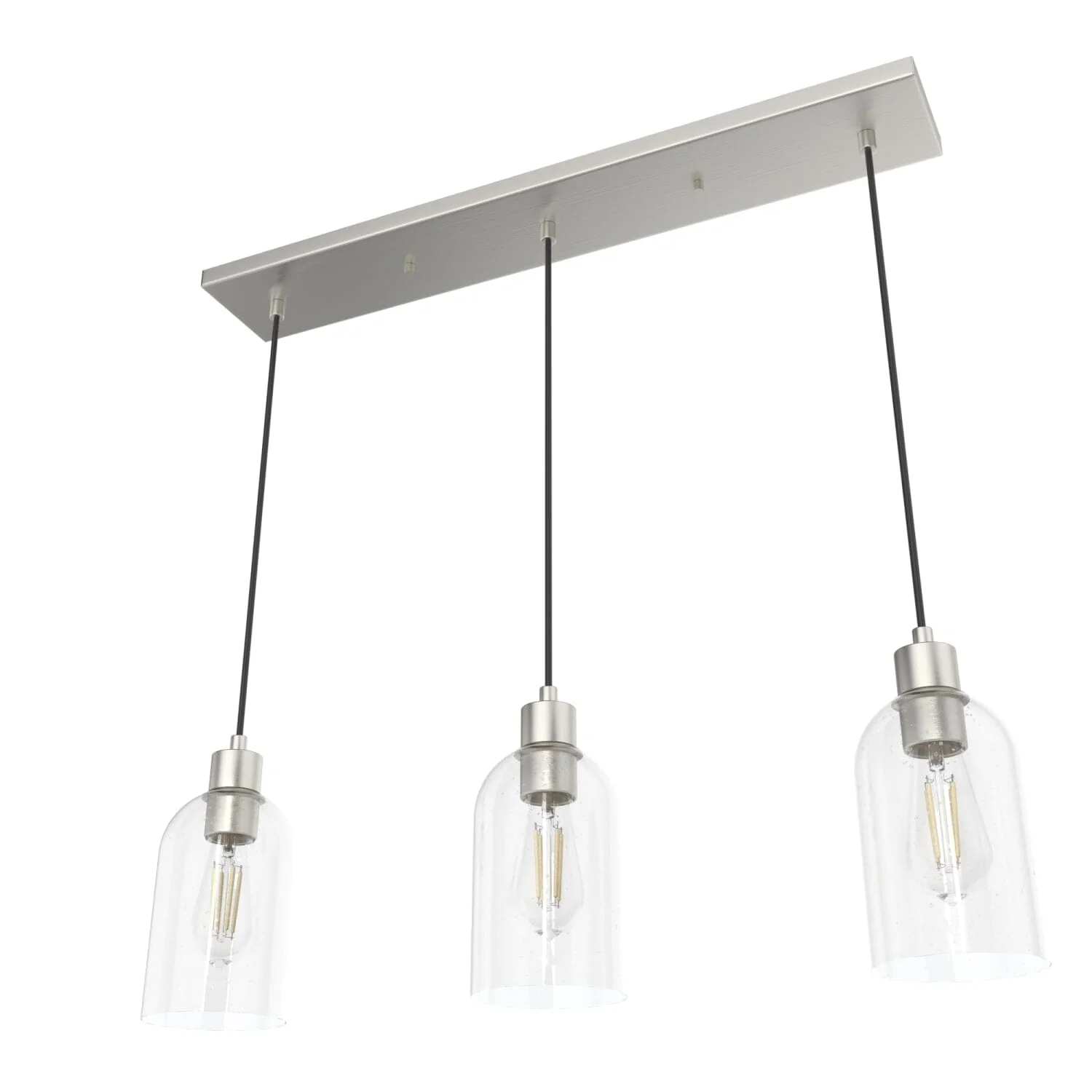 Lochemeade Clear Seeded Glass 3 Light Linear Pendant Cluster 16 Lochemeade Clear Seeded Glass 3 Light Linear Pendant Cluster