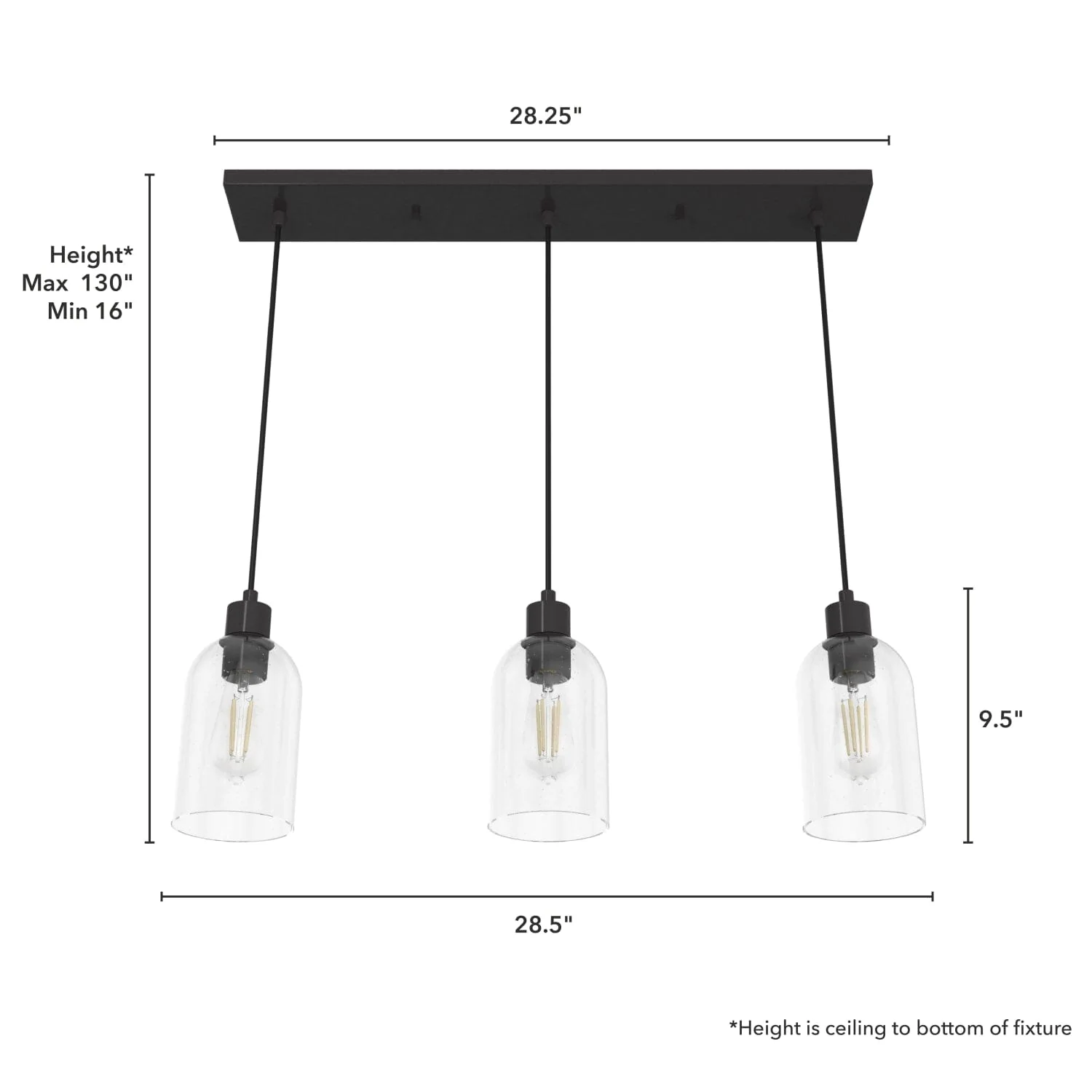 Lochemeade Clear Seeded Glass 3 Light Linear Pendant Cluster 7 Lochemeade Clear Seeded Glass 3 Light Linear Pendant Cluster