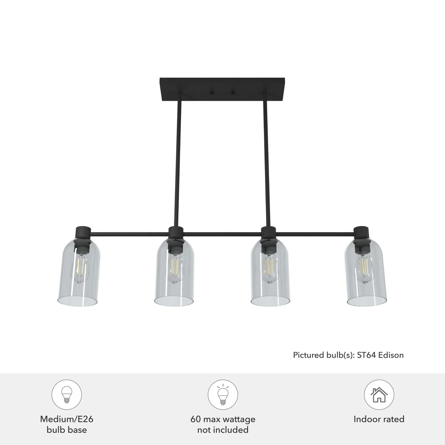 Lochemeade Smoked Glass 4 Light Linear Chandelier 3 Lochemeade Smoked Glass 4 Light Linear Chandelier