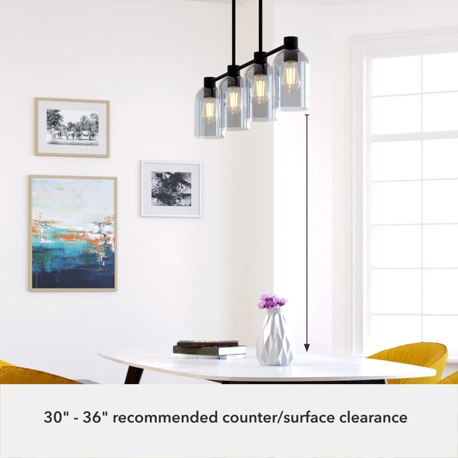 Lochemeade Smoked Glass 4 Light Linear Chandelier 5 Lochemeade Smoked Glass 4 Light Linear Chandelier