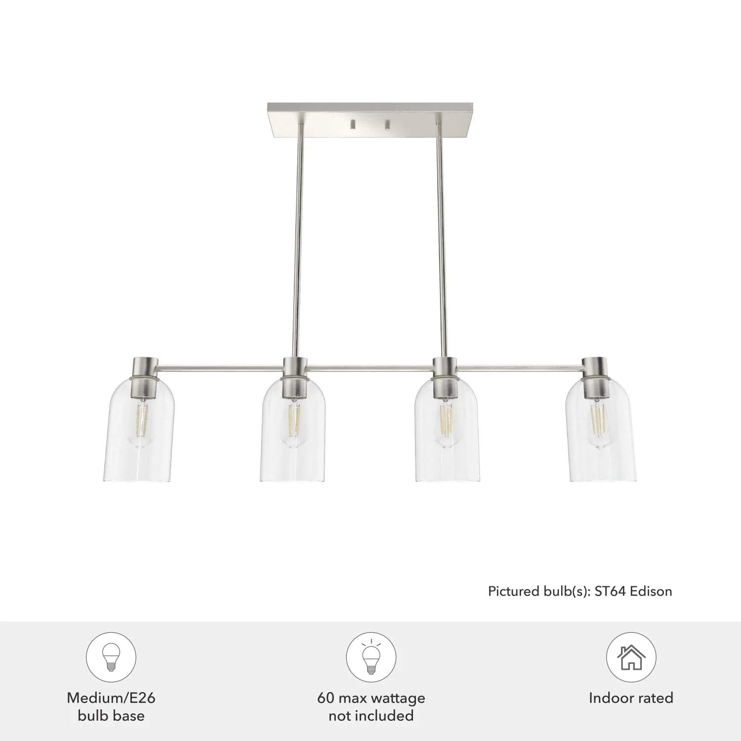 Lochemeade Clear Seeded Glass 4 Light Linear Chandelier 6 Lochemeade Clear Seeded Glass 4 Light Linear Chandelier