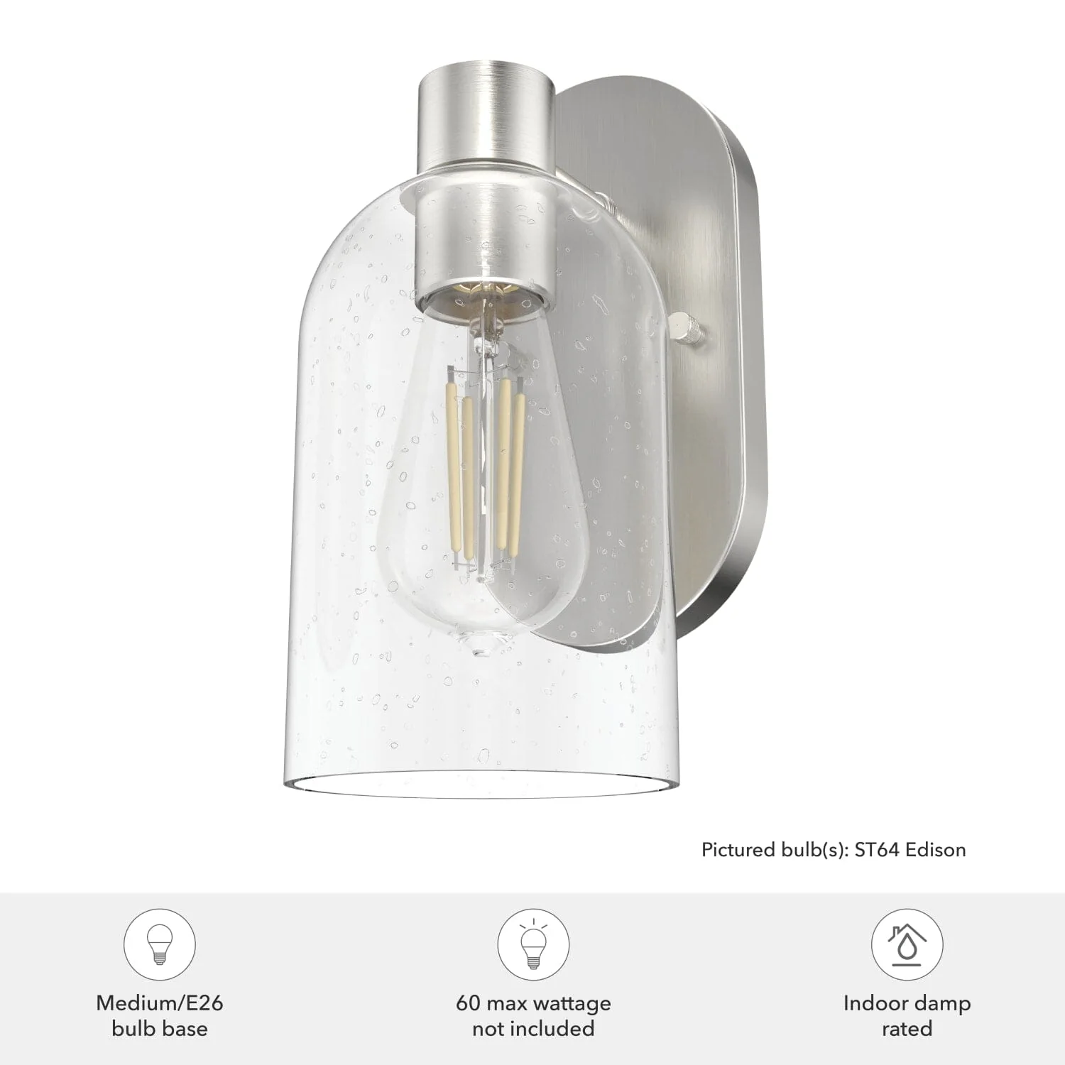 Lochemeade Clear Seeded Glass 1 Light Sconce 6 Lochemeade Clear Seeded Glass 1 Light Sconce