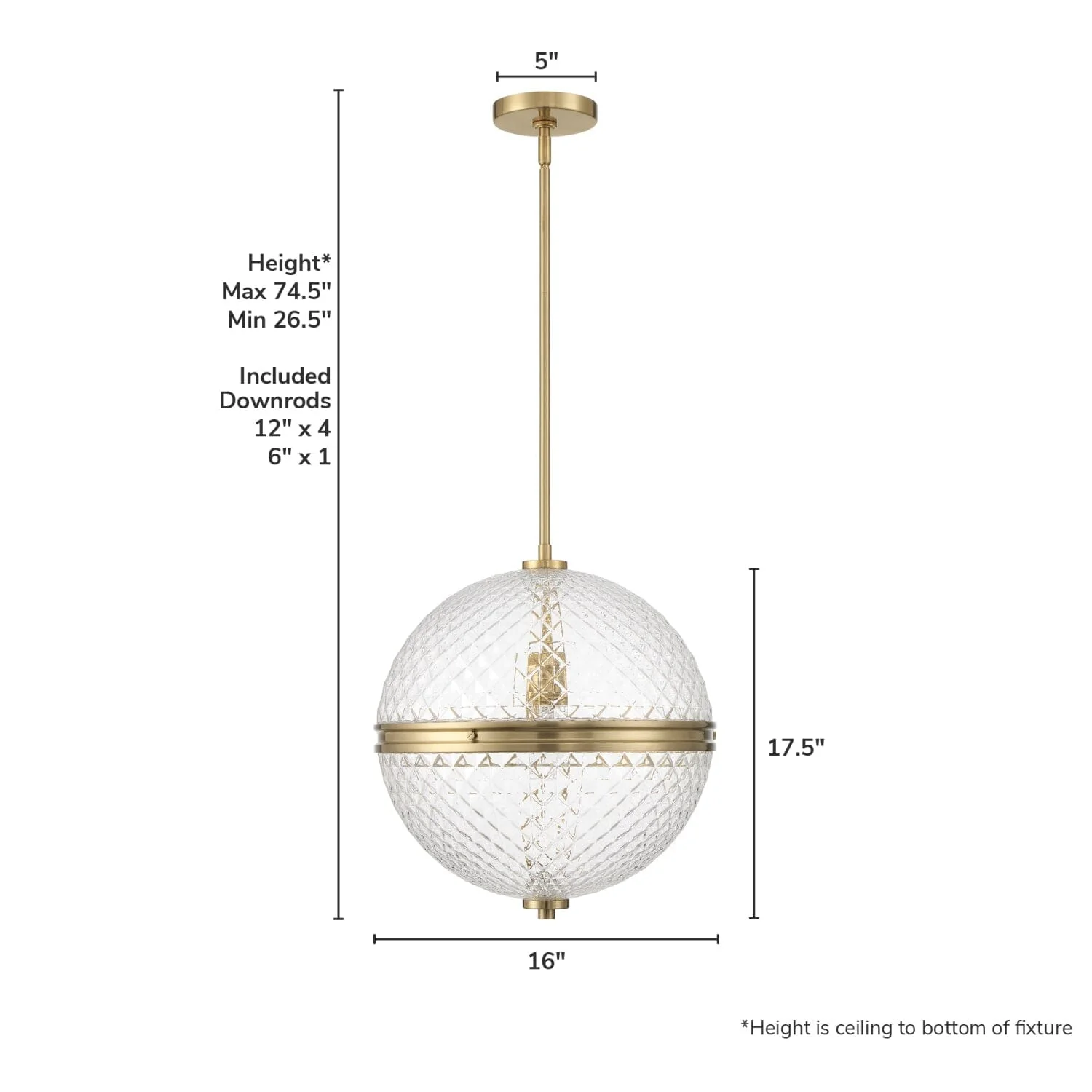 Bay Hollow 1 Light Large 16 Inch Pendant 4 Bay Hollow 1 Light Large 16 Inch Pendant