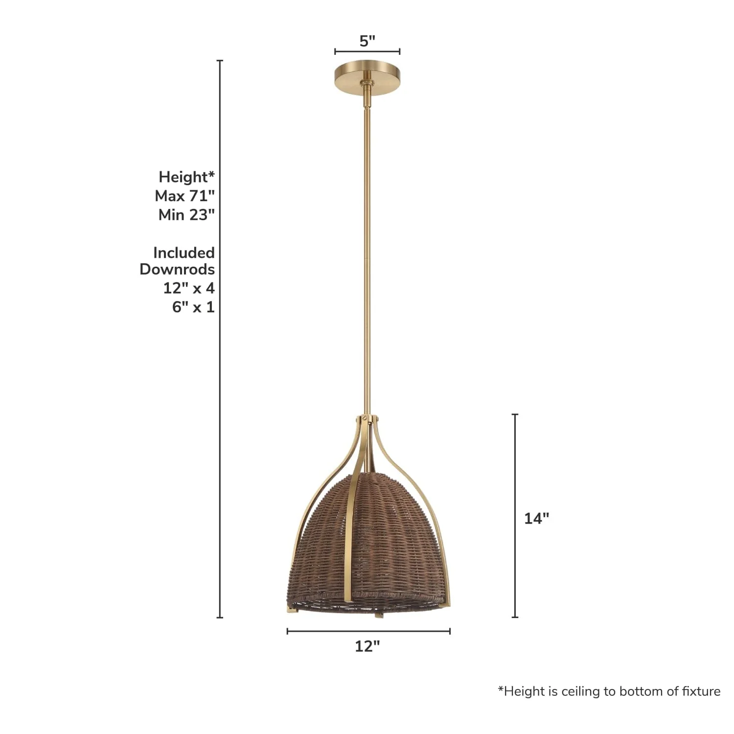 Arcelia Rattan Shade 1 Light Medium 12 Inch Pendant 4 Arcelia Rattan Shade 1 Light Medium 12 Inch Pendant
