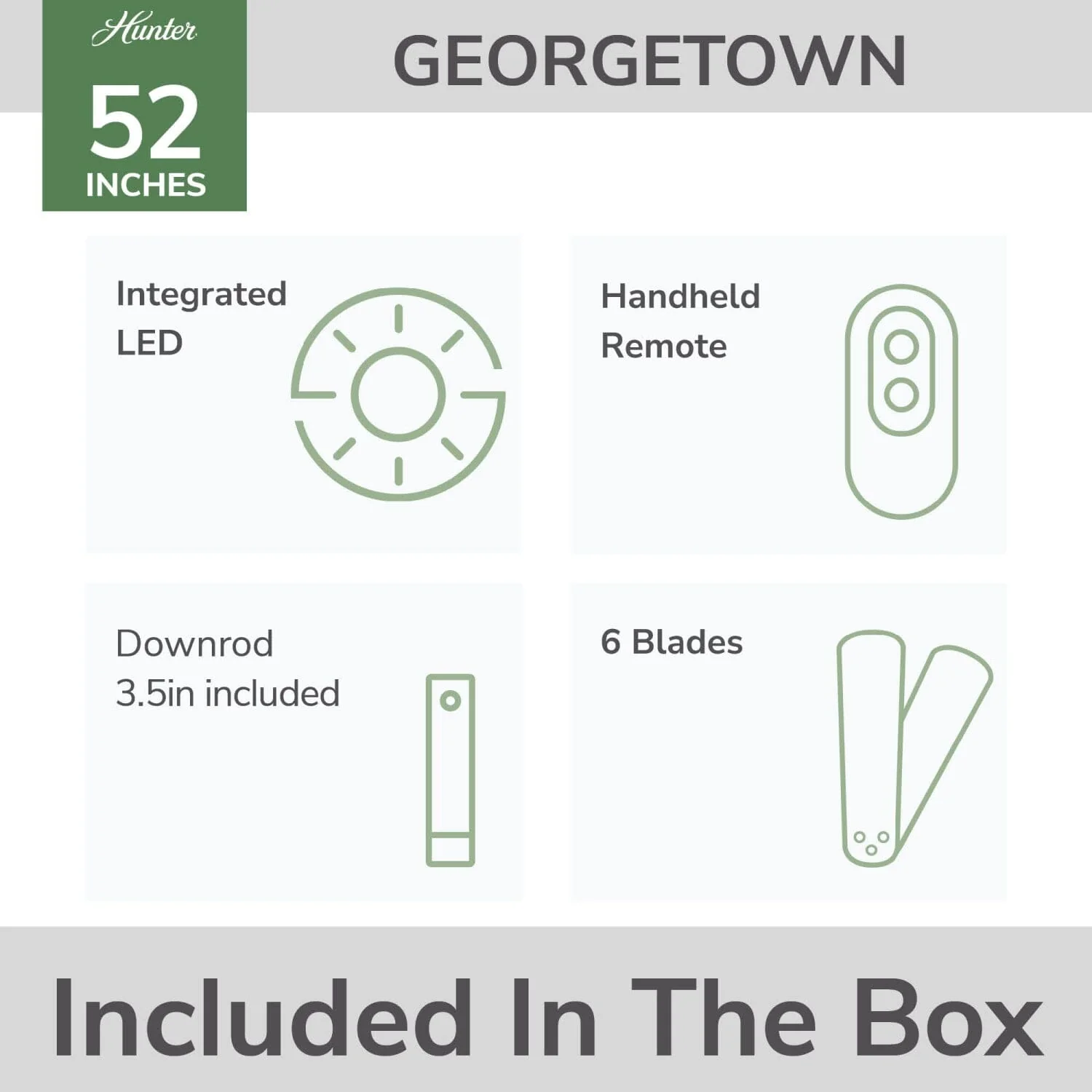 Georgetown Indoor HunterExpress with LED Light 52 inch with remote 29 Georgetown Indoor HunterExpress with LED Light 52 inch with remote