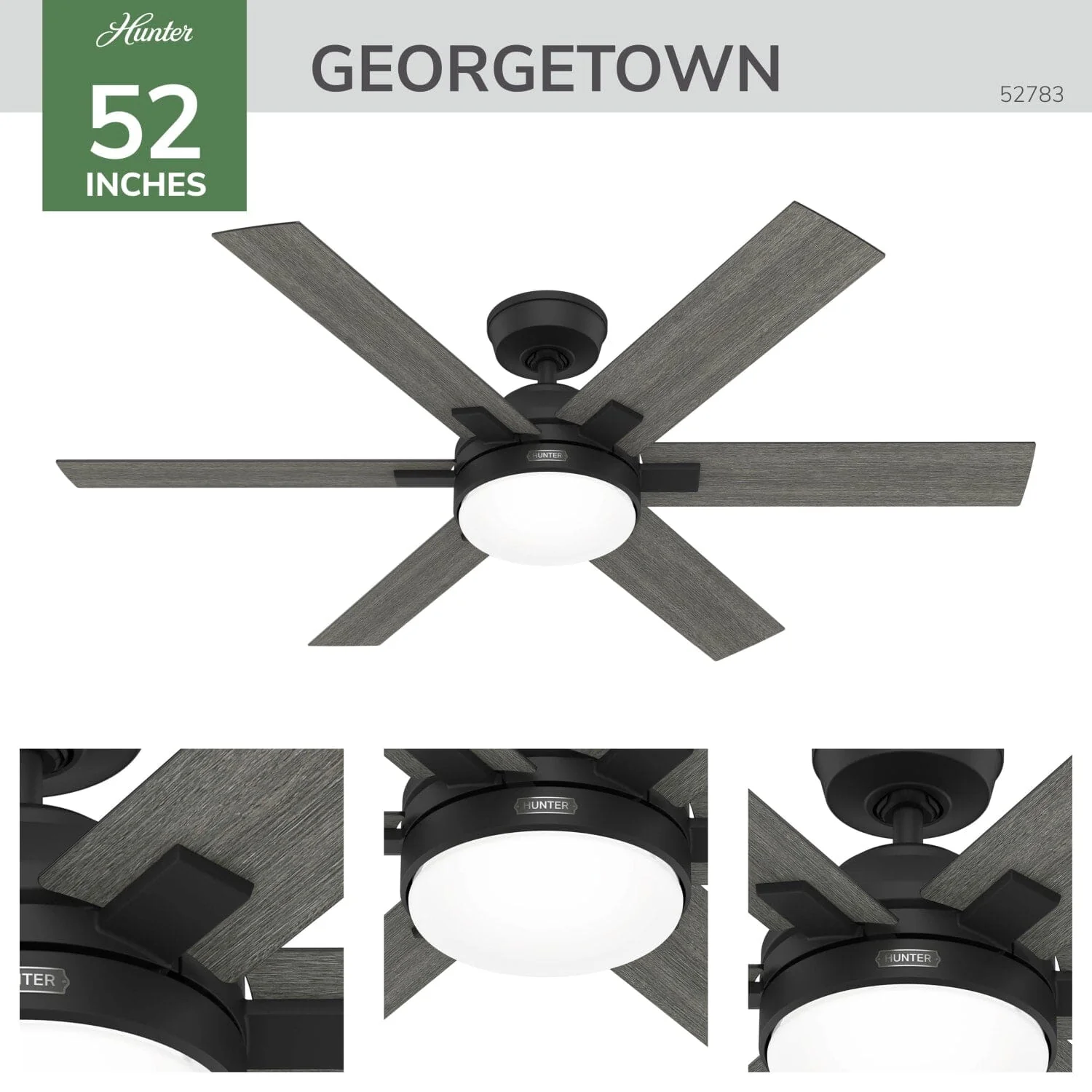 Georgetown Indoor HunterExpress with LED Light 52 inch with remote 7 Georgetown Indoor HunterExpress with LED Light 52 inch with remote