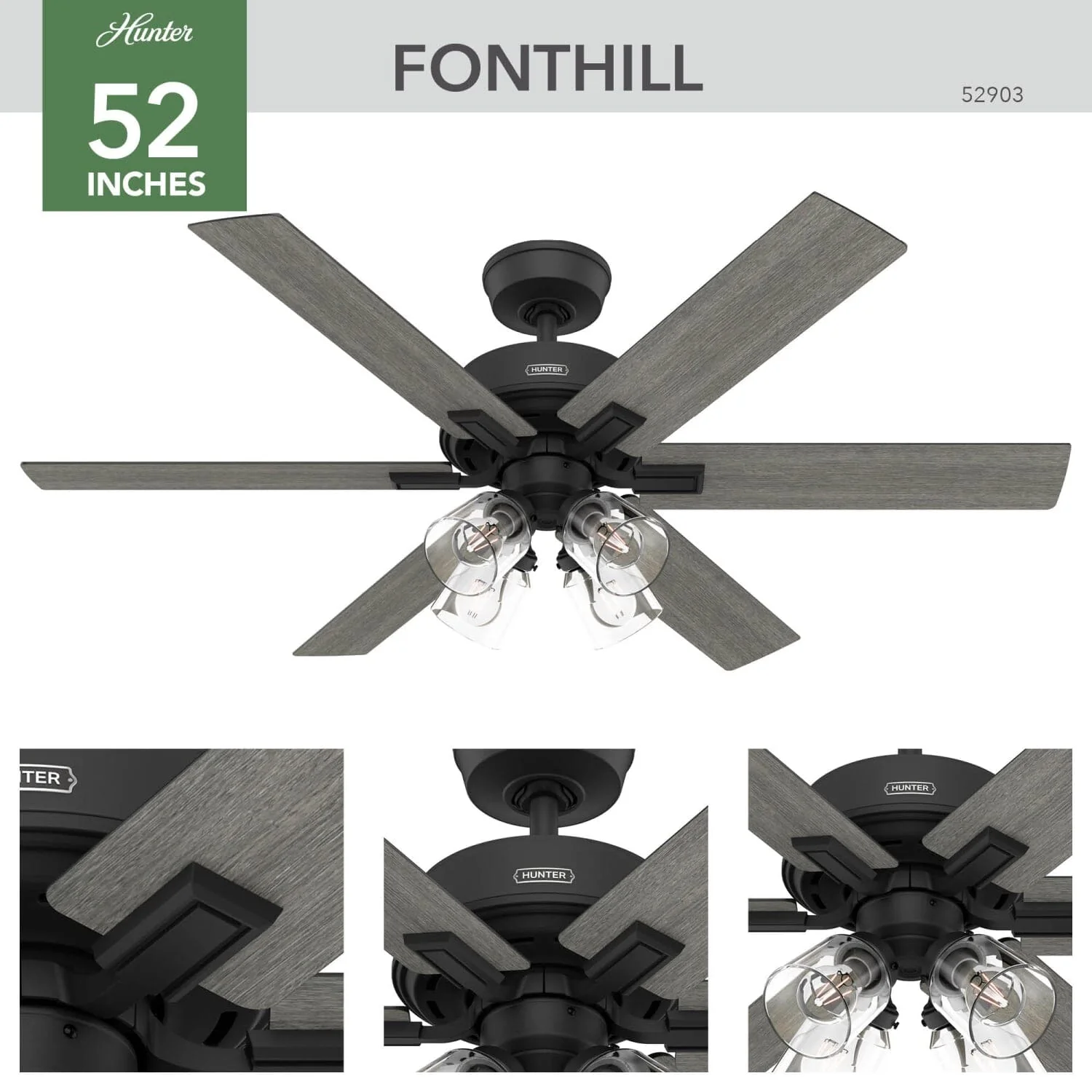 Fonthill Indoor HunterExpress with LED Light 52 inch with remote 9 Fonthill Indoor HunterExpress with LED Light 52 inch with remote