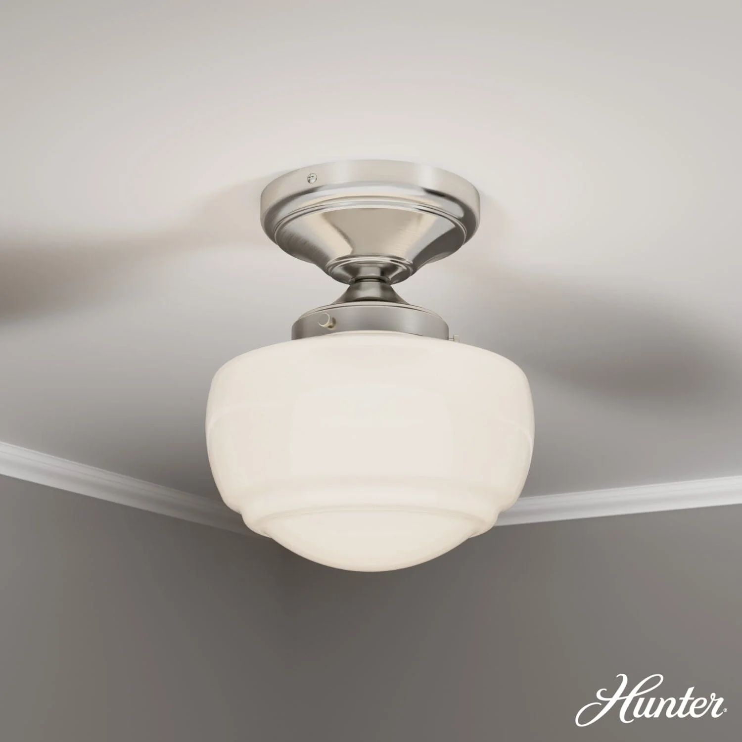 Saddle Creek Shiny Cased White Glass 1 Light Mini Semi Flush 2 Saddle Creek Shiny Cased White Glass 1 Light Mini Semi Flush