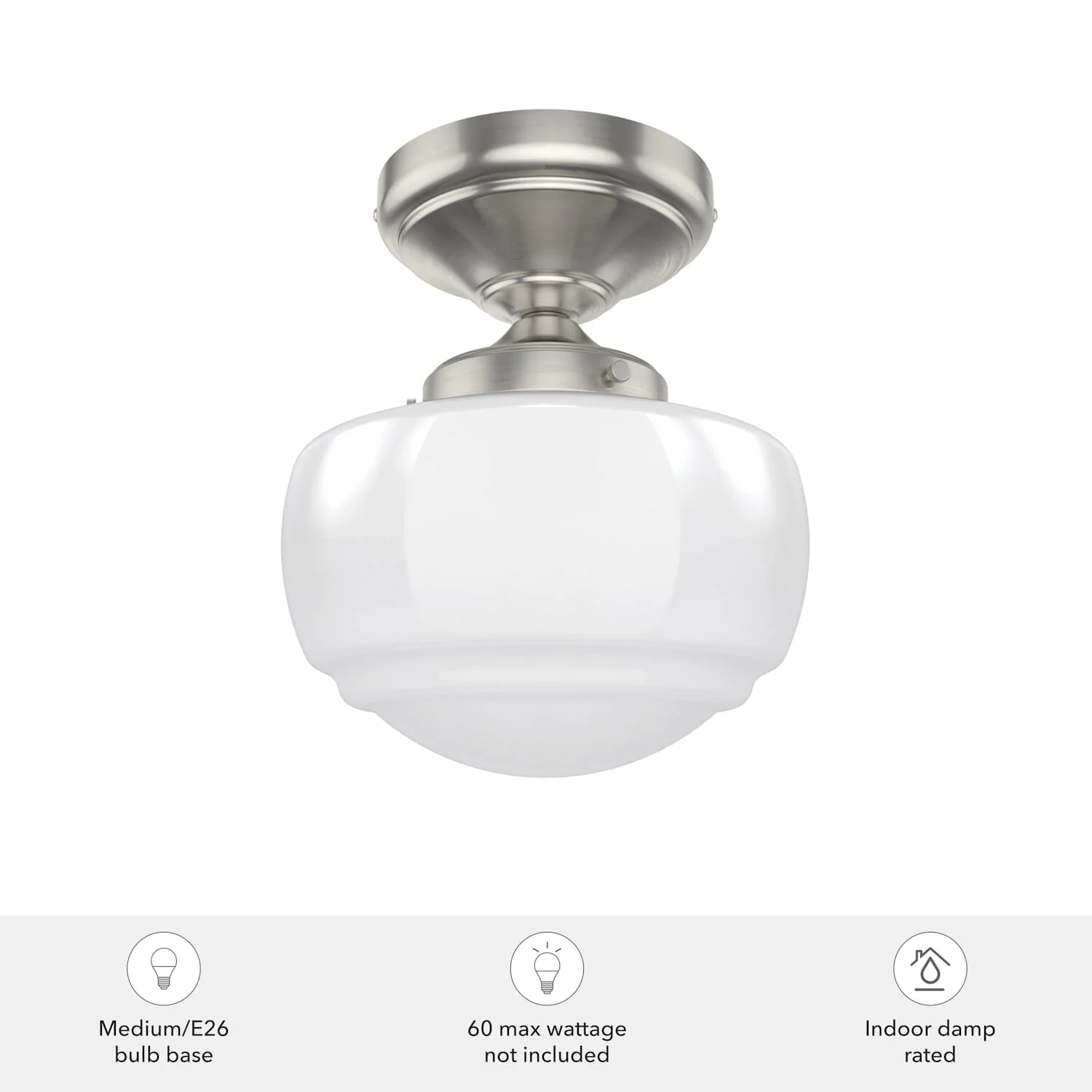 Saddle Creek Shiny Cased White Glass 1 Light Mini Semi Flush 5 Saddle Creek Shiny Cased White Glass 1 Light Mini Semi Flush