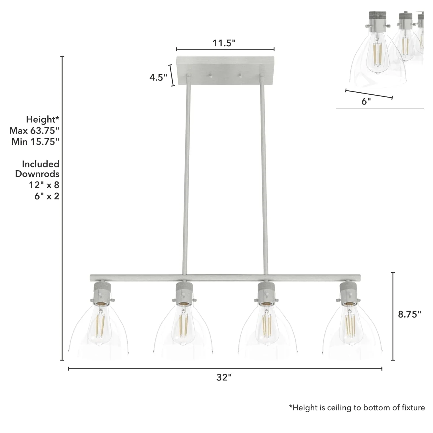 Van Nuys 4 Light Linear Chandelier 7 Van Nuys 4 Light Linear Chandelier