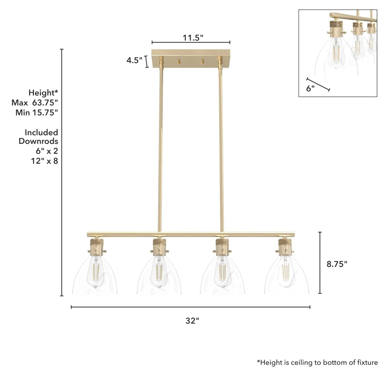 Van Nuys 4 Light Linear Chandelier 8 Van Nuys 4 Light Linear Chandelier
