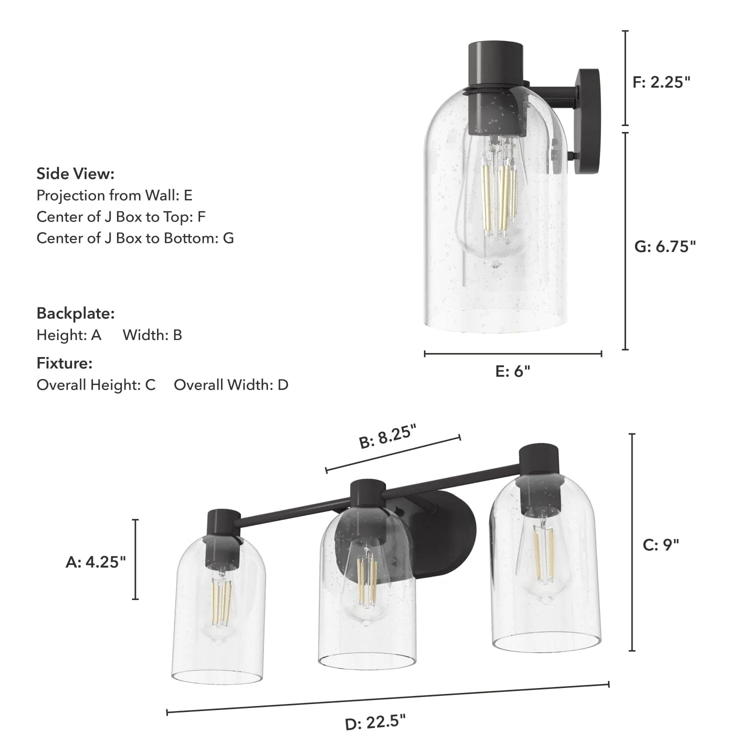 Lochemeade Clear Seeded Glass 3 Light Vanity 10 Lochemeade Clear Seeded Glass 3 Light Vanity