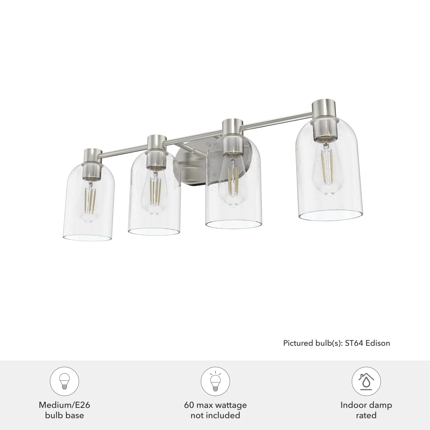Lochemeade Clear Seeded Glass 4 Light Vanity 6 Lochemeade Clear Seeded Glass 4 Light Vanity