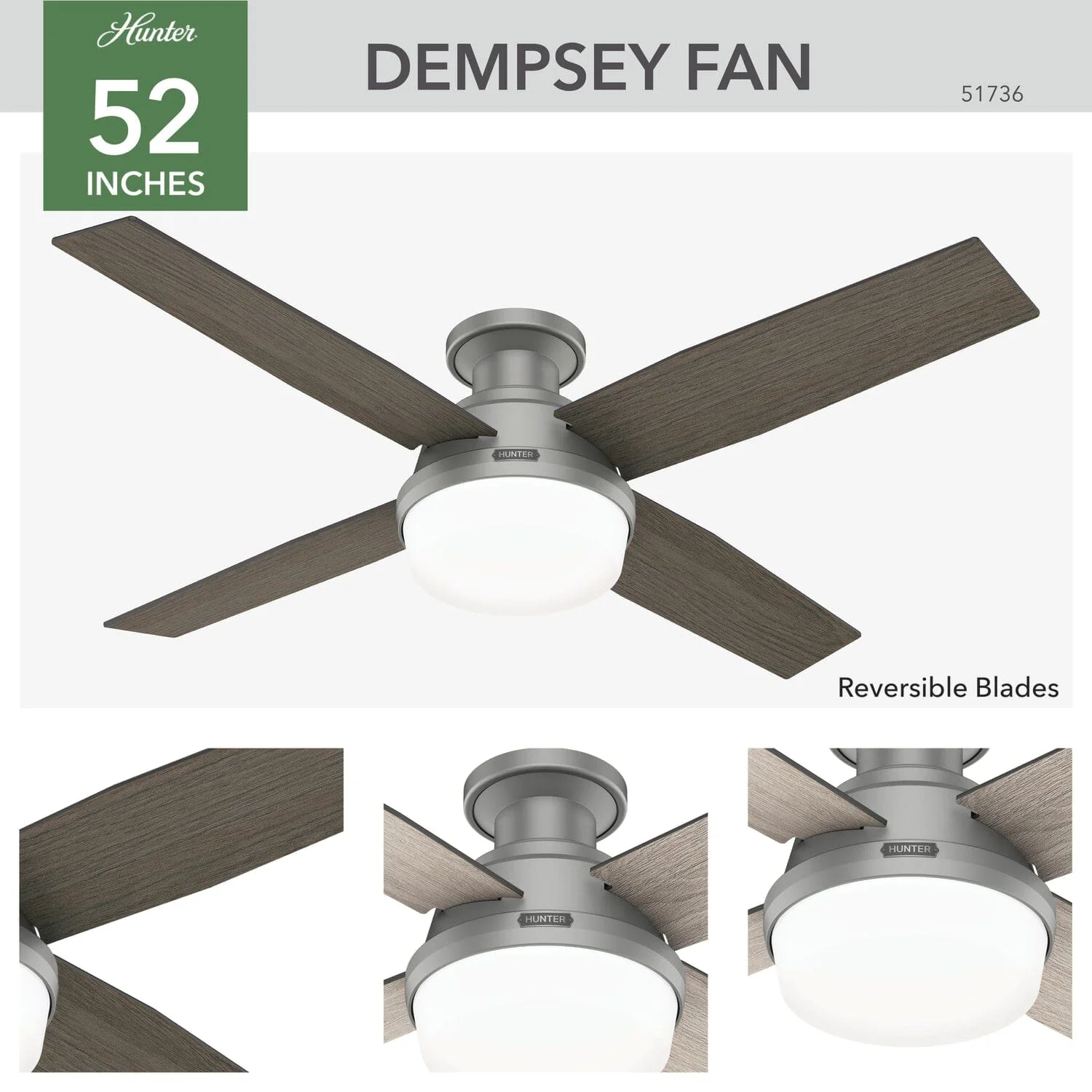 Dempsey Low Profile with Light 52 inch 11 Dempsey Low Profile with Light 52 inch