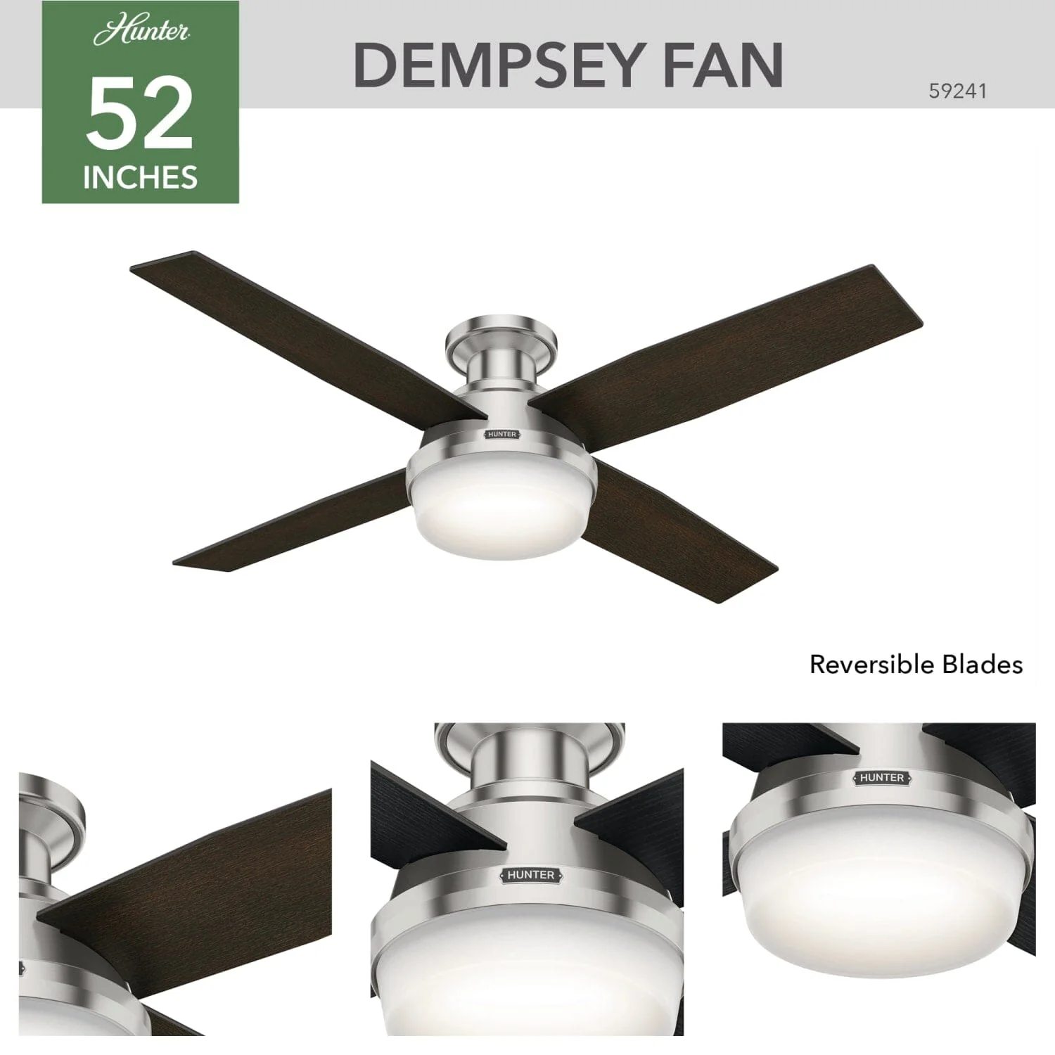 Dempsey Low Profile with Light 52 inch 12 Dempsey Low Profile with Light 52 inch