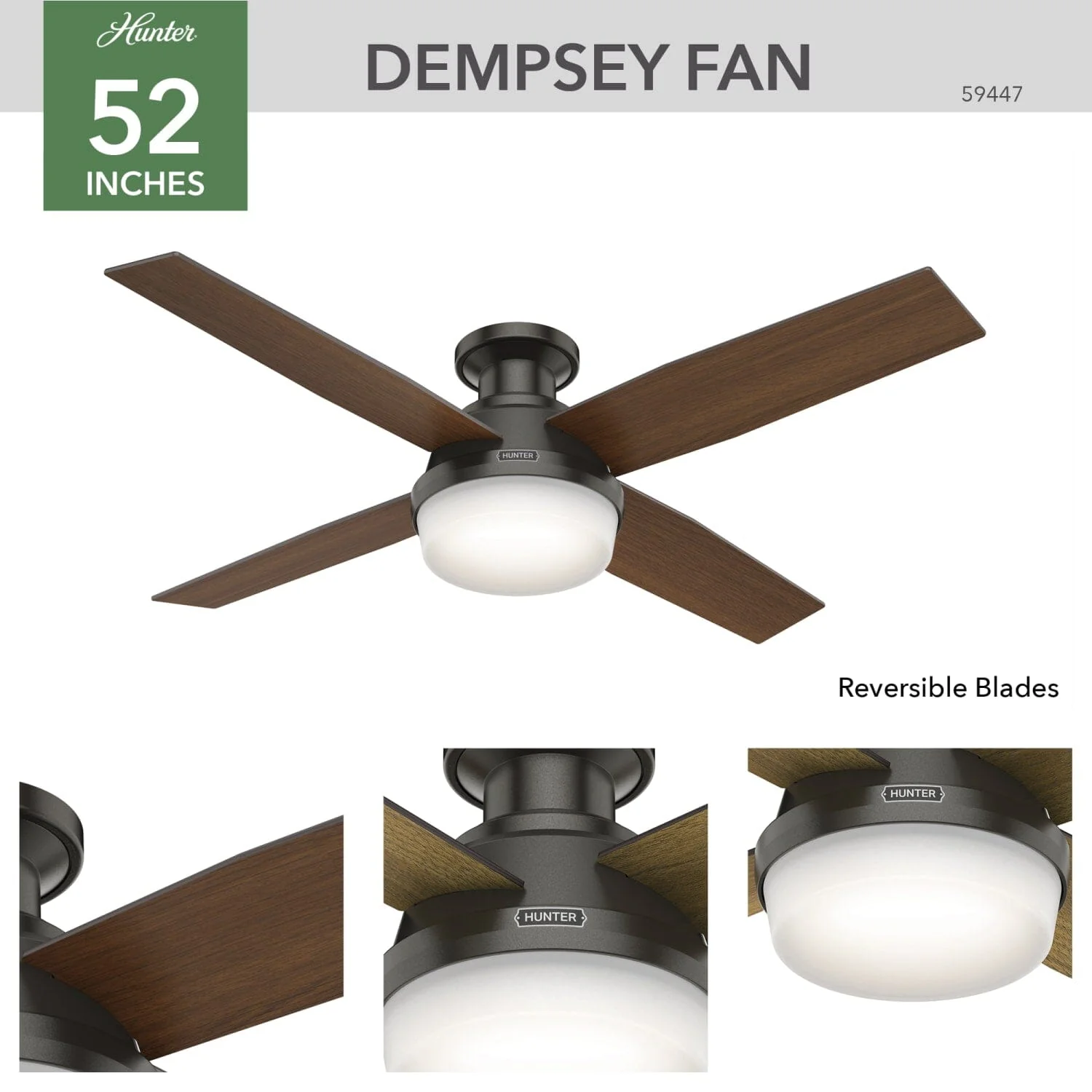 Dempsey Low Profile with Light 52 inch 15 Dempsey Low Profile with Light 52 inch
