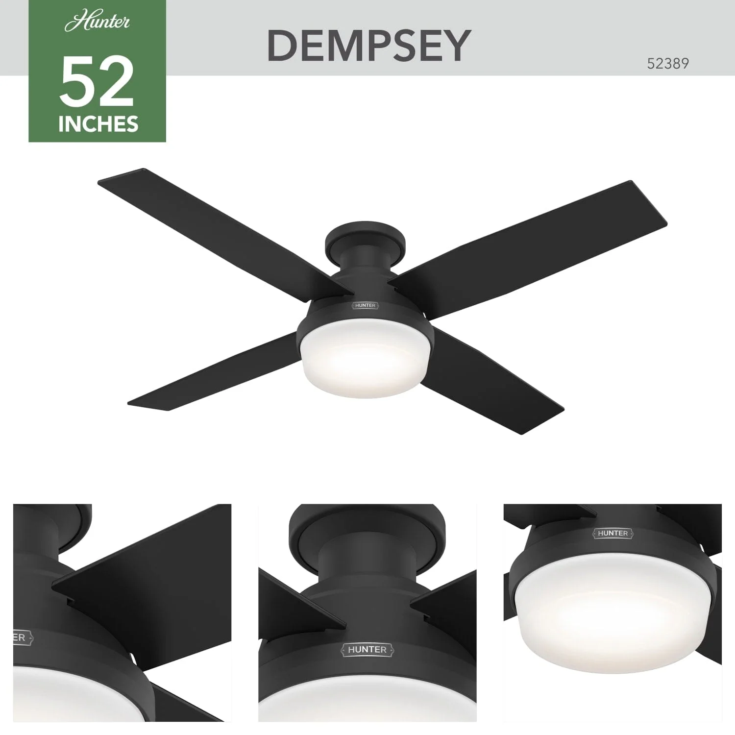 Dempsey Low Profile with Light 52 inch 16 Dempsey Low Profile with Light 52 inch