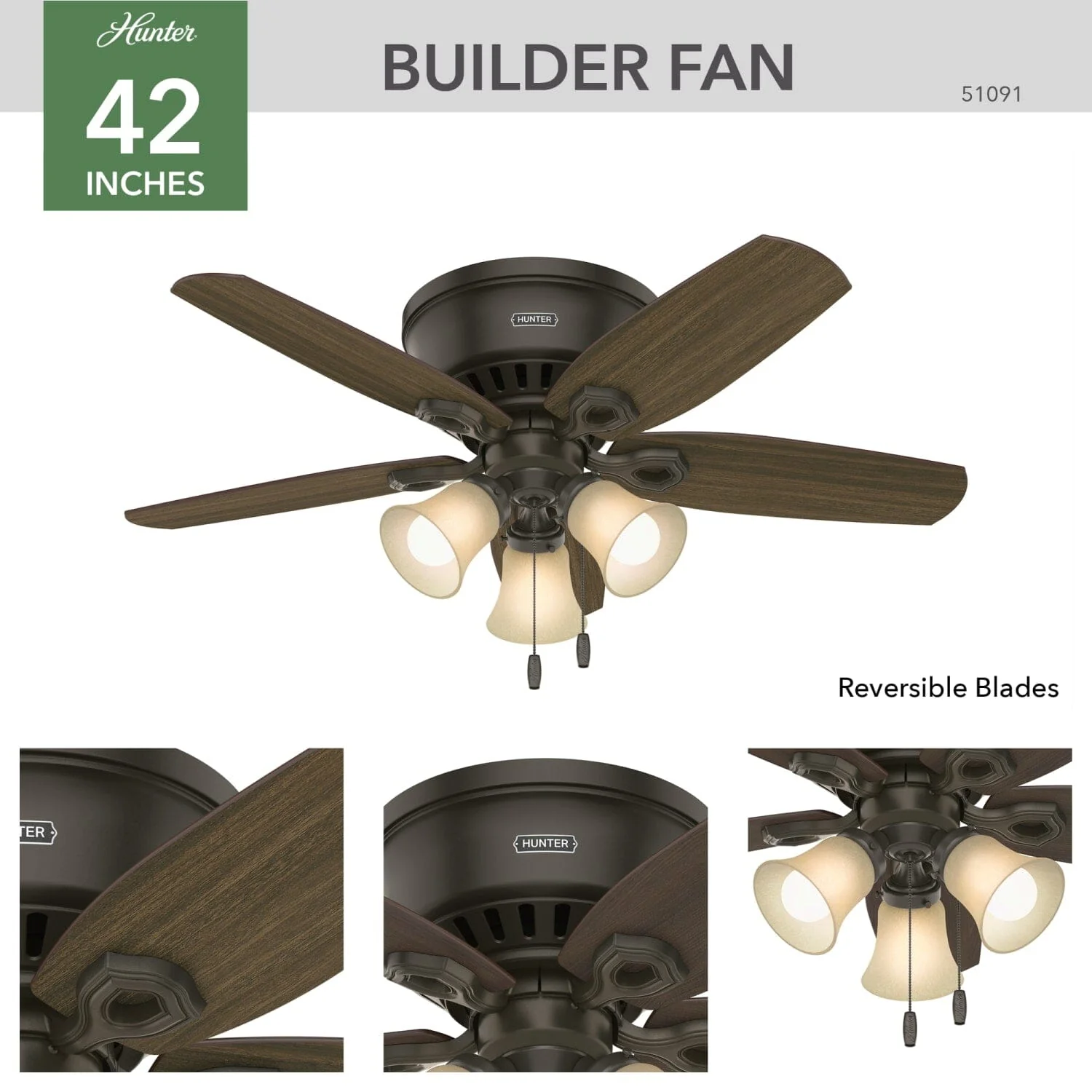 Builder Low Profile with 3 Lights 42 inch 8 Builder Low Profile with 3 Lights 42 inch